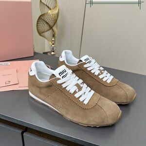 Miu Miu Tan Suede Women's Sneakers